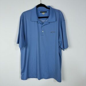 Greg Norman Blue Dot Striped Play Dry Performance Golf Polo Short Sleeve Top